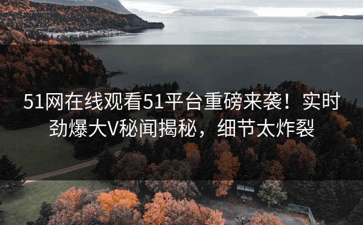 51网在线观看51平台重磅来袭!实时劲爆大V秘闻揭秘,细节太炸裂