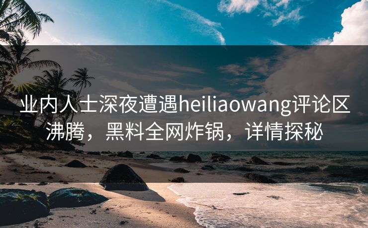 业内人士深夜遭遇heiliaowang评论区沸腾，黑料全网炸锅，详情探秘