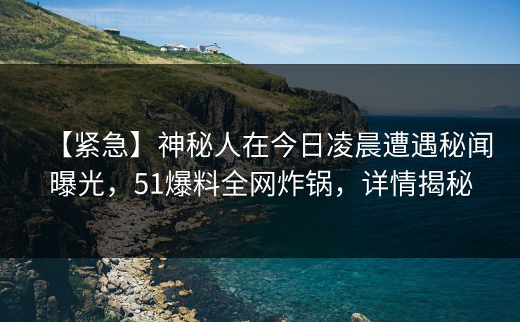 【紧急】神秘人在今日凌晨遭遇秘闻曝光,51爆料全网炸锅,详情揭秘 【紧急】神秘人在今日凌晨遭遇秘闻曝光,51爆料全网炸锅,详情揭秘