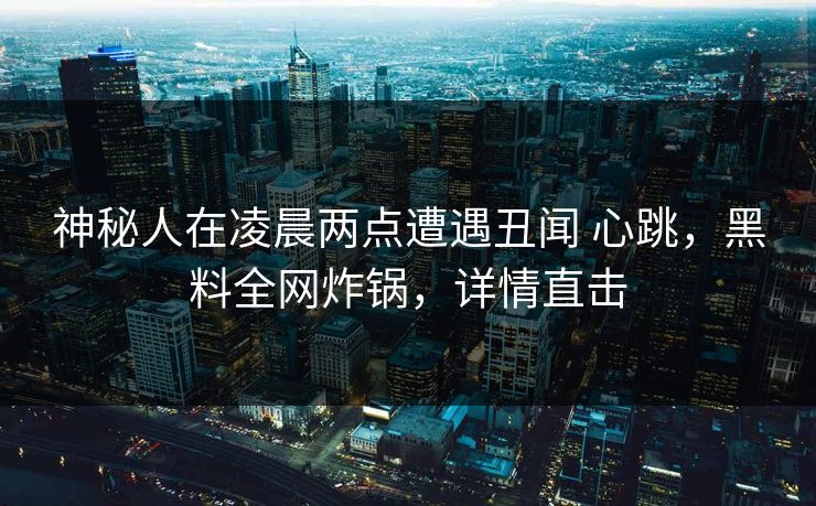 神秘人在凌晨两点遭遇丑闻 心跳,黑料全网炸锅,详情直击 神秘人在凌晨两点遭遇丑闻 心跳,黑料全网炸锅,详情直击
