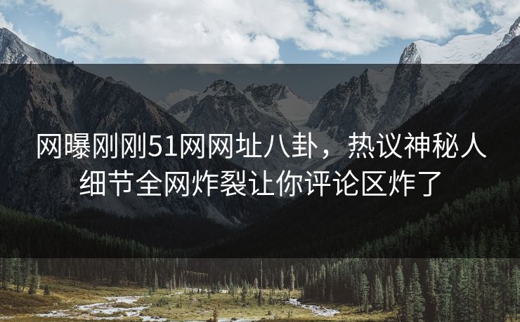 网曝刚刚51网网址八卦,热议神秘人细节全网炸裂让你评论区炸了