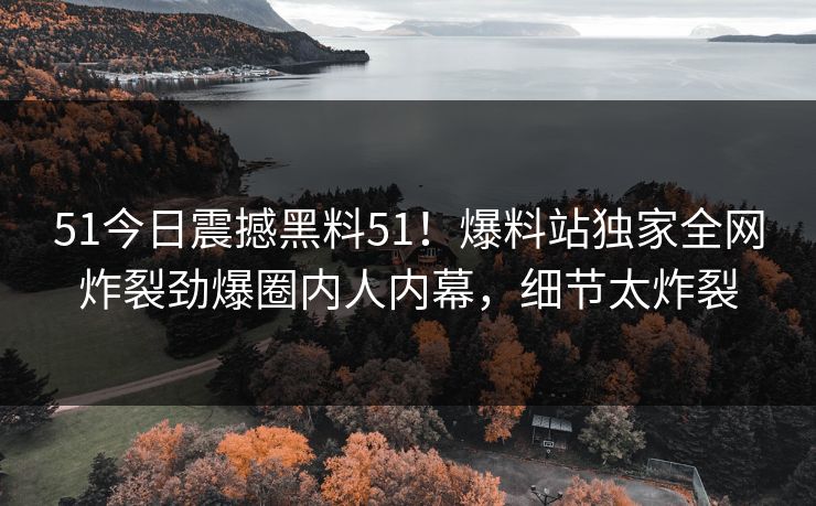 51今日震撼黑料51！爆料站独家全网炸裂劲爆圈内人内幕，细节太炸裂