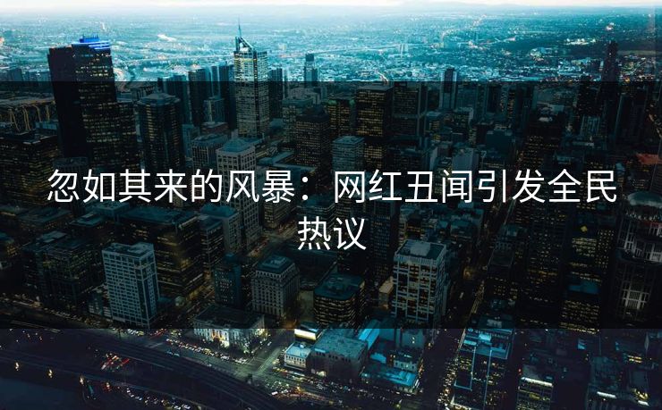 忽如其来的风暴：网红丑闻引发全民热议