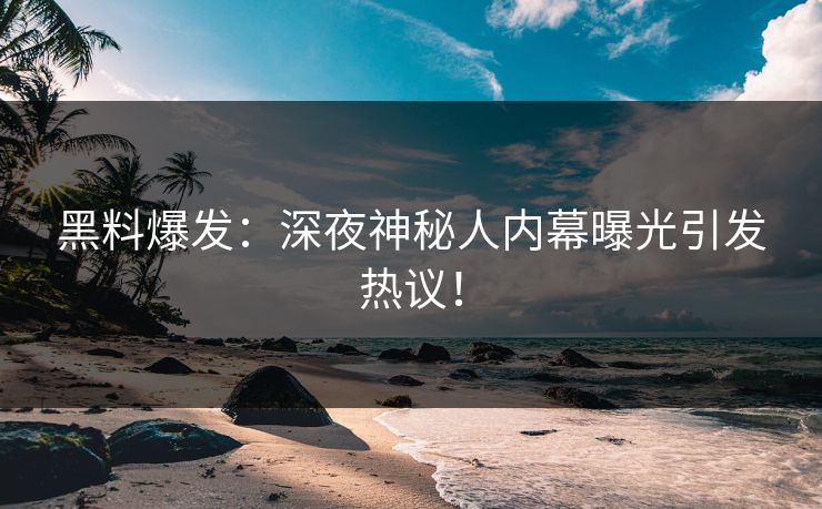 黑料爆发：深夜神秘人内幕曝光引发热议！