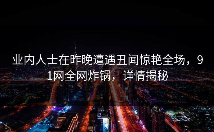 业内人士在昨晚遭遇丑闻惊艳全场，91网全网炸锅，详情揭秘