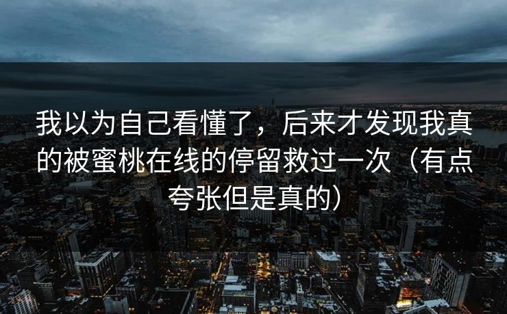 我以为自己看懂了，后来才发现我真的被蜜桃在线的停留救过一次（有点夸张但是真的）