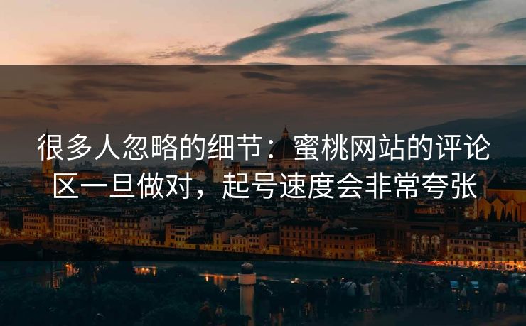 很多人忽略的细节：蜜桃网站的评论区一旦做对，起号速度会非常夸张